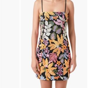 Endless rose sequin sheath floral mini dress black size large